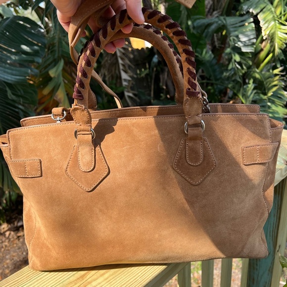 Ashro Western Boho Suede Satchel Bag – 17x10” Shoulder & Crossbody Purse - Picture 10 of 15